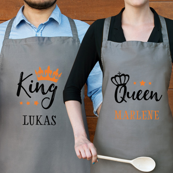 King & Queen - Set mit 2 Kochschürzen